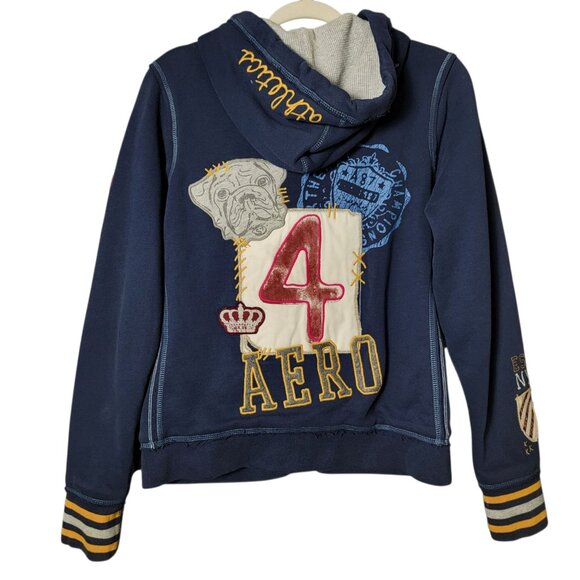 Aeropostale Jackets & Blazers - Aeropostale Womens Y2K Varisity 2000s Preppy Graphic Patchwork Hoodie Jacket L